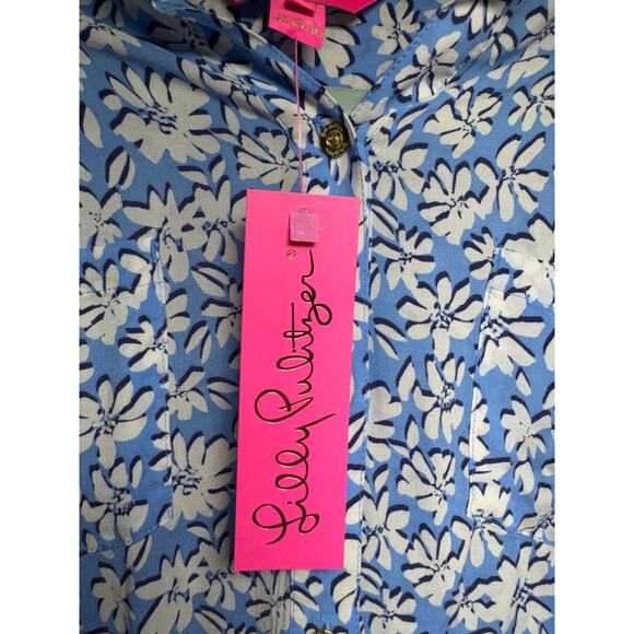 Lilly Pulitzer Natalie Coverup Lunar Blue Palm Beach Petals Sz XS MSRP 118.00 - Picture 10 of 16